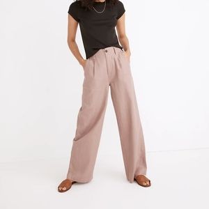 Madewell Cotton-Linen Pleated Wide-Leg Pants